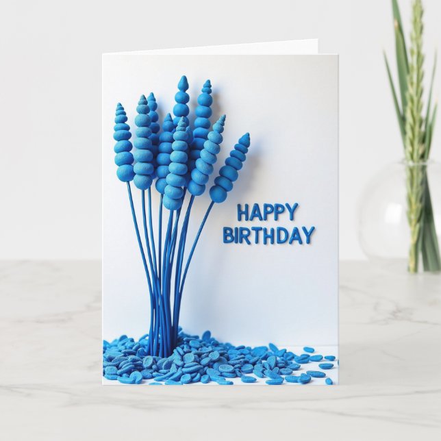 Azure Birthday Sculpture Card (Front)