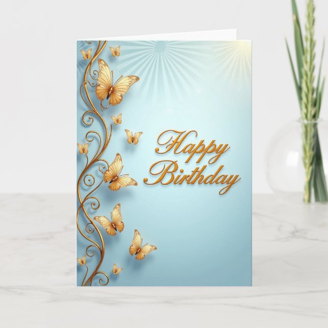 Azure Birthday Wings Card (Front)