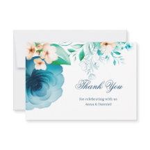 Azure Bloom blue wedding thankyou card