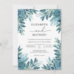 Azure Bloom Botanical Wedding Invitation