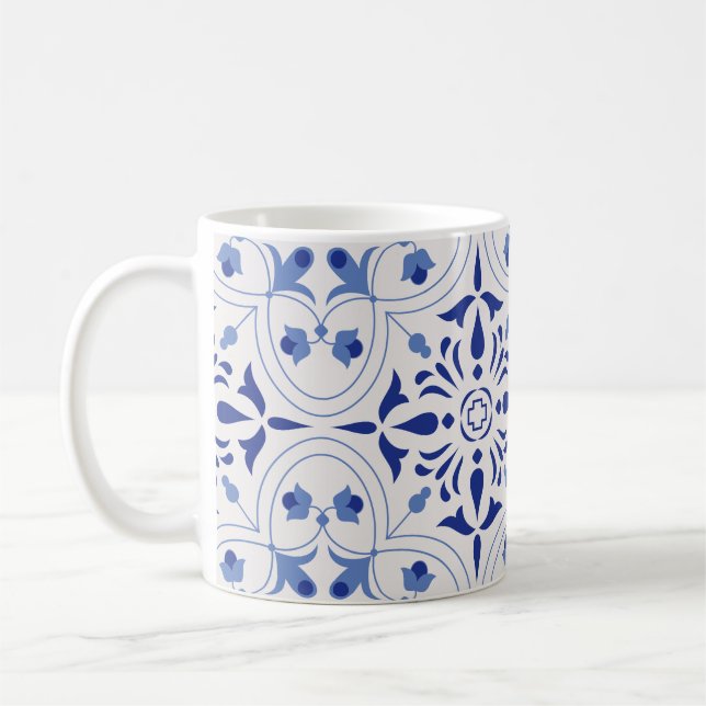 Azure Bloom Cross Coffee Mug (Left)