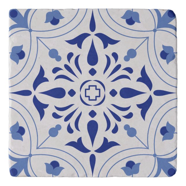 Azure Bloom Cross Trivet (Front)