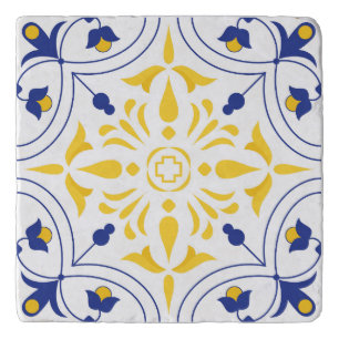 Azure Bloom Cross Yellow tone Trivet