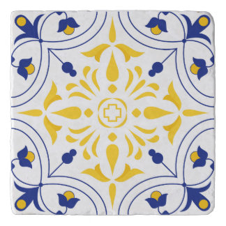 Azure Bloom Cross Yellow tone Trivet