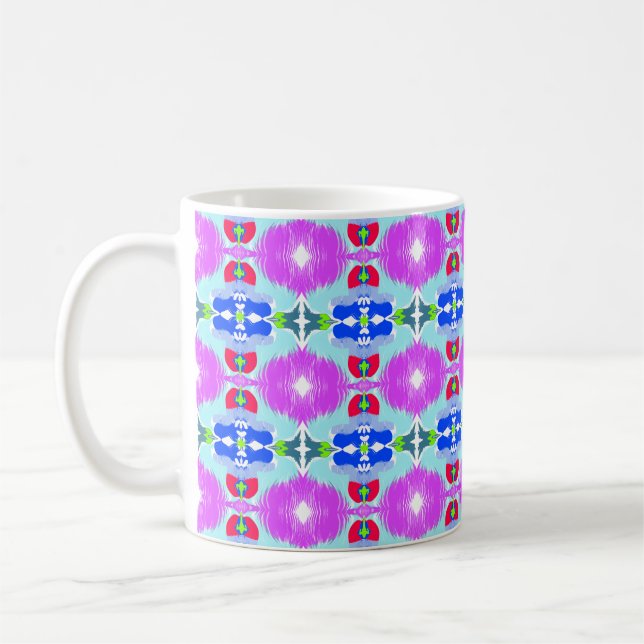 Azure Bloom Kaleidoscope Coffee Mug (Left)