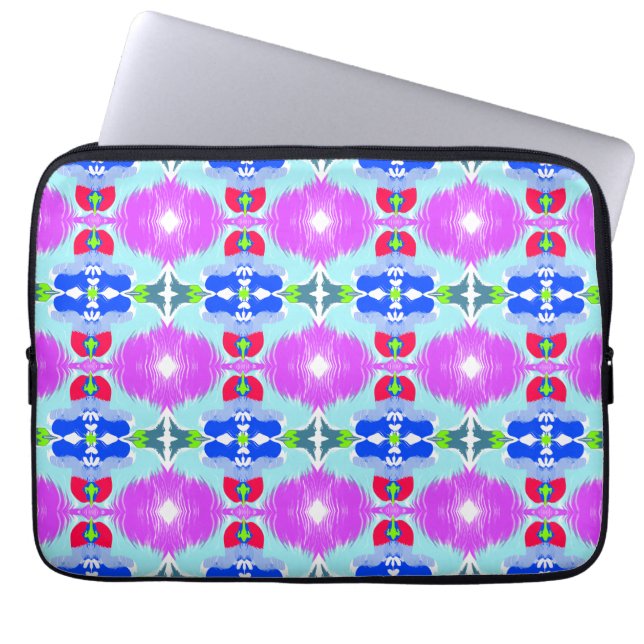 Azure Bloom Kaleidoscope Laptop Sleeve (Front)