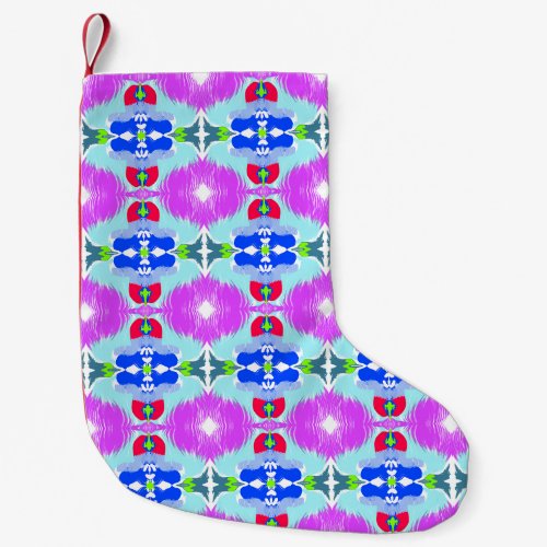 Azure Bloom Kaleidoscope Small Christmas Stocking