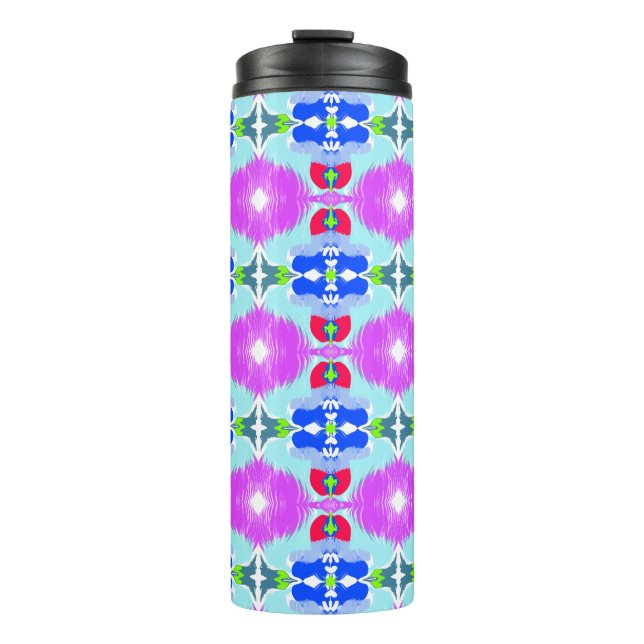 Azure Bloom Kaleidoscope Thermal Tumbler (Front)