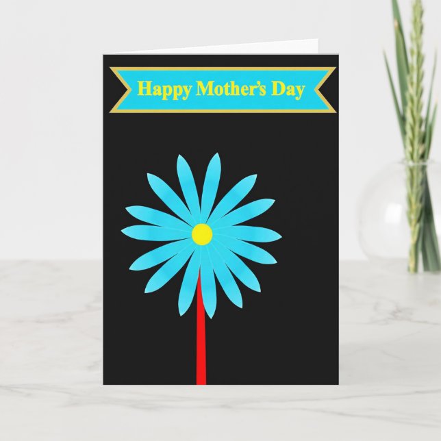 Azure Bloom Mother Happy Day Card (Front)