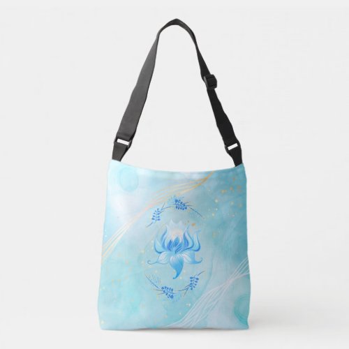 Azure Bloom Soft Blue Floral Crossbody Bag