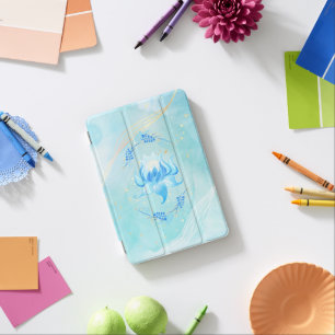 Azure Bloom – Teal & White Lotus Art iPad Mini Cover