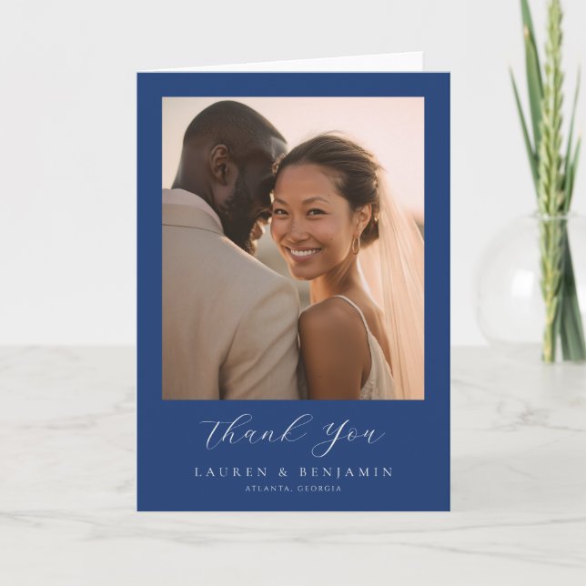 Azure Blooms Wedding Thank You Card (Front)