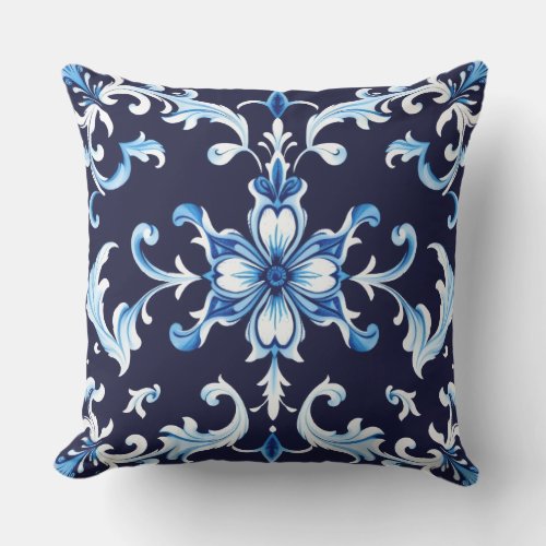 azure blossom outdoor pillow