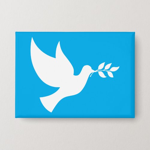 Azure Blue and White Peace Dove Button