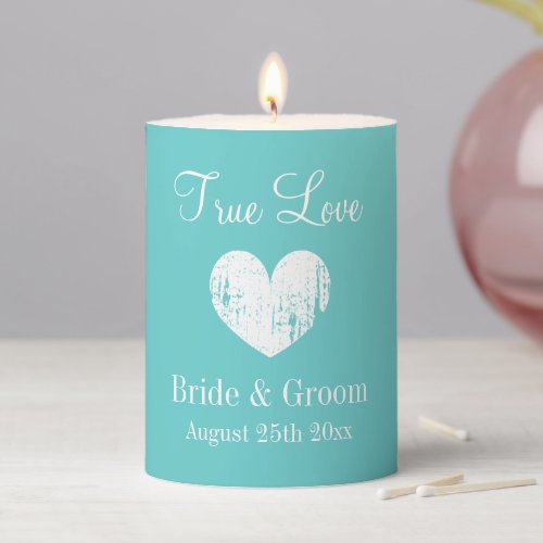 Azure blue and white wedding theme decor candle