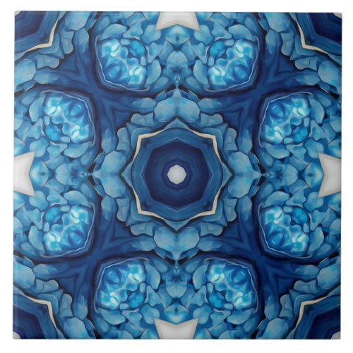 Azure Blue Arabesque Pattern Ceramic Tile