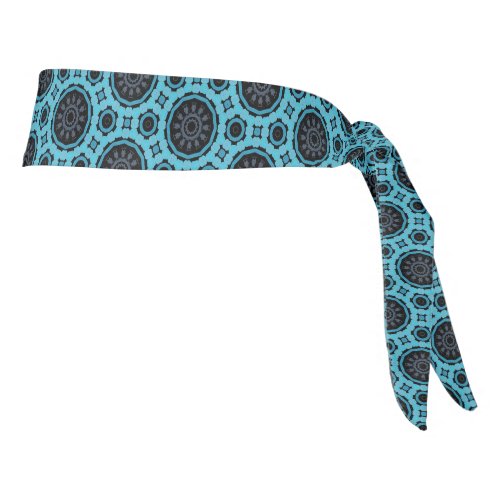 Azure Blue Aztec Pattern Tie Headband