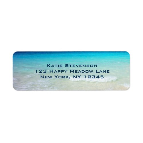 Azure Blue Caribbean Tropical Beach Label