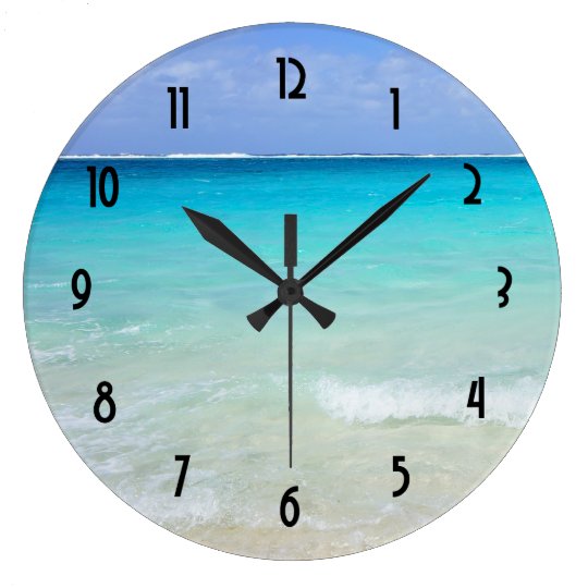 Azure Blue Caribbean Tropical Beach Large Clock | Zazzle.com