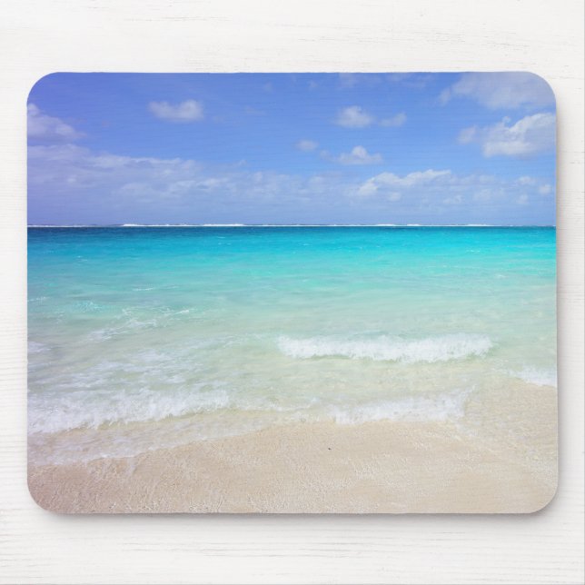 Azure Blue Caribbean Tropical Beach Mouse Pad (Front)