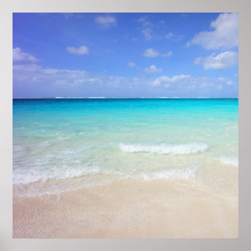 Azure Blue Caribbean Tropical Beach Poster