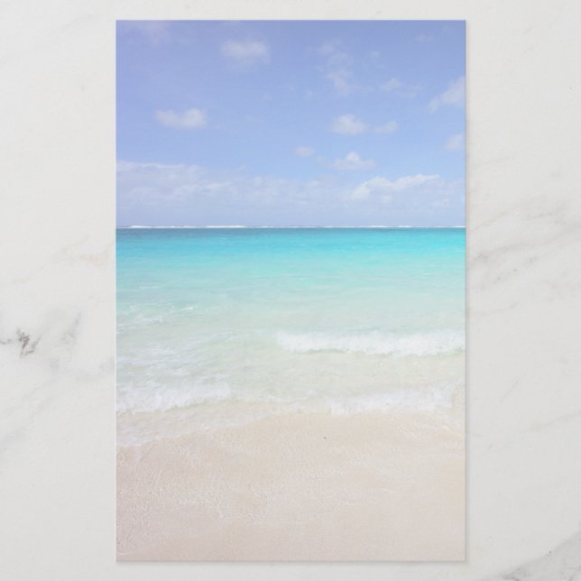 Azure Blue Caribbean Tropical Beach Stationery (Front)