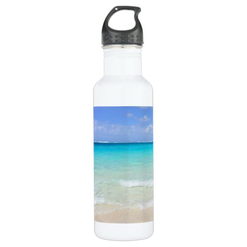 Azure Blue Caribbean Tropical Beach Water Bottle
