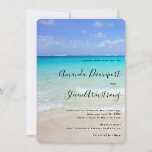 Azure Blue Caribbean Tropical Beach Wedding Invitation