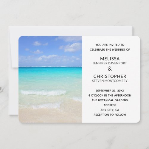 Azure Blue Caribbean Tropical Beach Wedding Invitation