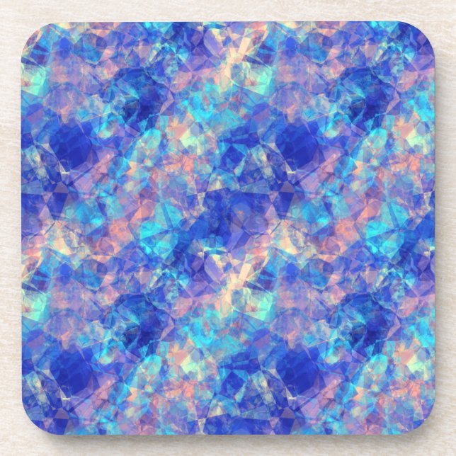 Azure Blue Crumpled Texture Beverage Coaster (Front)