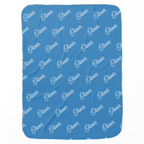 Azure Blue Custom Kids Name Repeat Baby Blanket