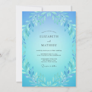 Azure Blue Ethereal Spring Wedding Invitation