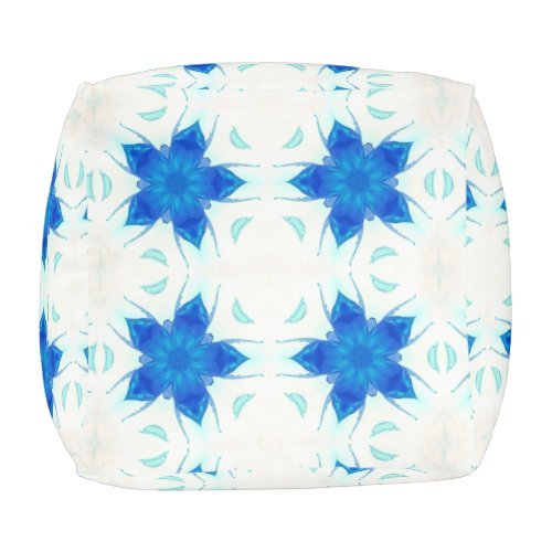 Azure blue flower turquoise aquamarine geometric pouf