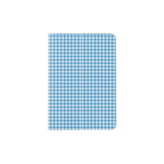 Azure Blue Gingham Pattern Small Check Plaid Passport Holder