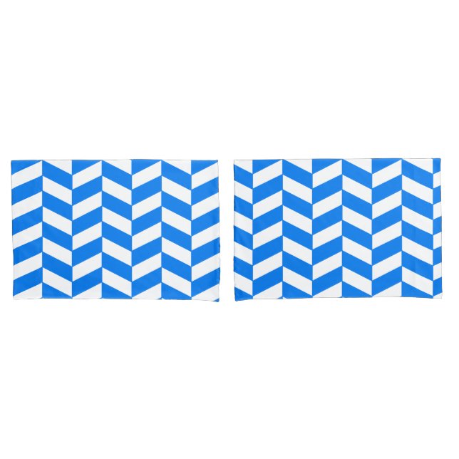 Azure Blue Herringbone Pillow Case (Front-Set)