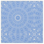 Azure Blue Mandala Geometric Pattern Fabric