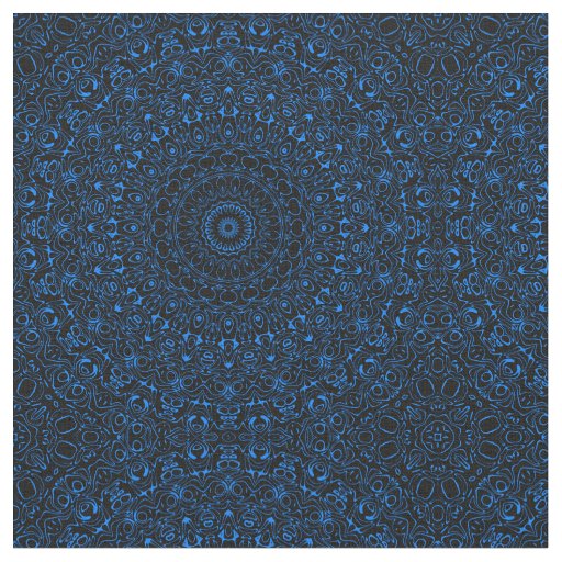 Azure Blue Mandala with Hypnotic Symmetry Fabric