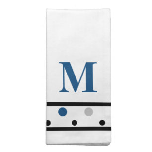 Azure Blue Monogram Geometric Polka Dots Cloth Napkin