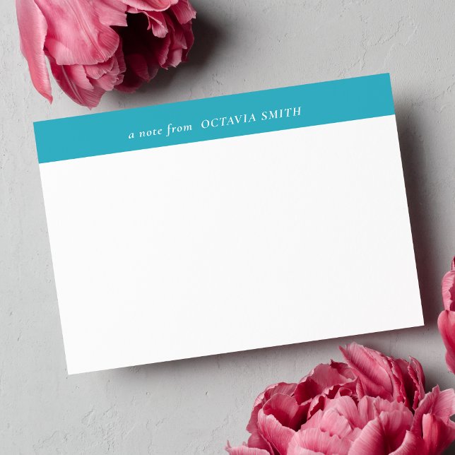 AZURE BLUE PERSONALIZED FAMILY NAME MONOGRAM NOTE CARD (Creator Uploaded)