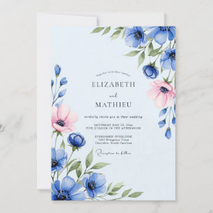 Azure Blue Polished Spring Wedding Invitation