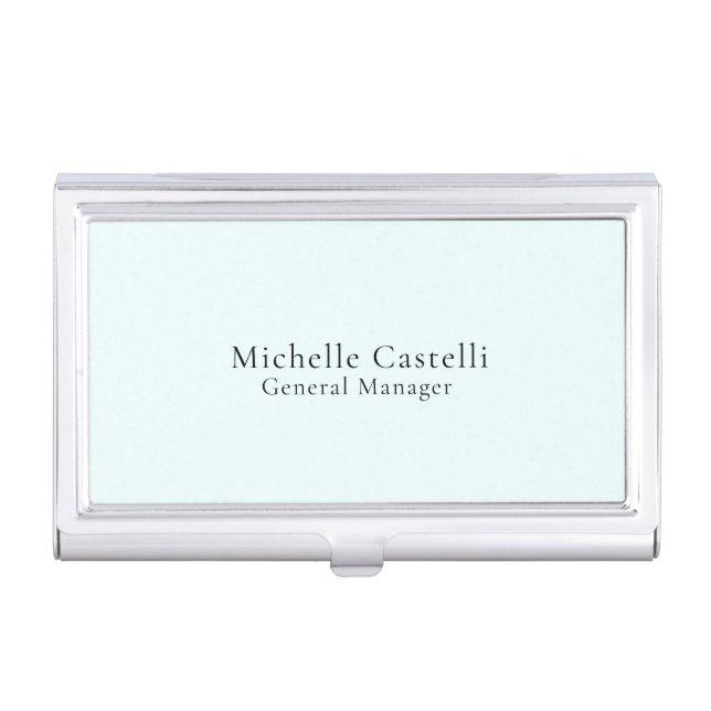 Azure Blue Professional Unique Classical Simple Business Card Case (Front)