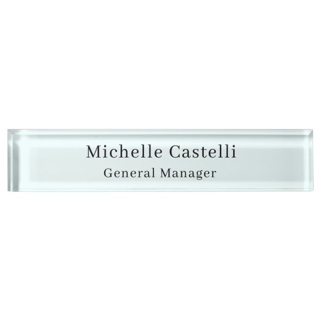 Azure Blue Professional Unique Classical Simple Desk Name Plate (Front)