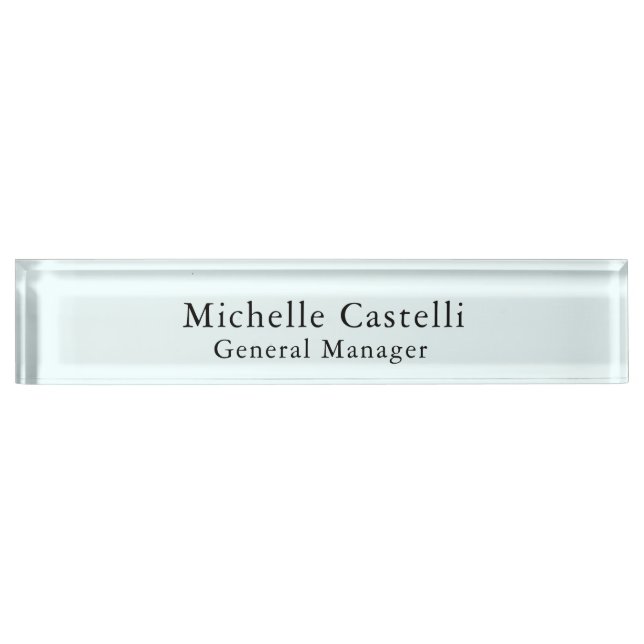 Azure Blue Professional Unique Classical Simple Desk Name Plate (Front)
