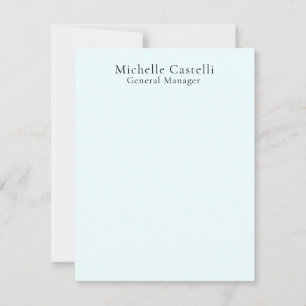 Azure Blue Professional Unique Classical Simple Note Card