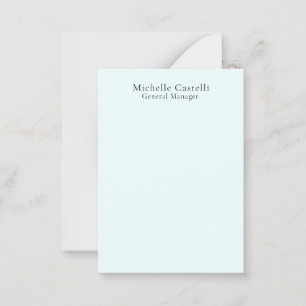 Azure Blue Professional Unique Classical Simple Note Card