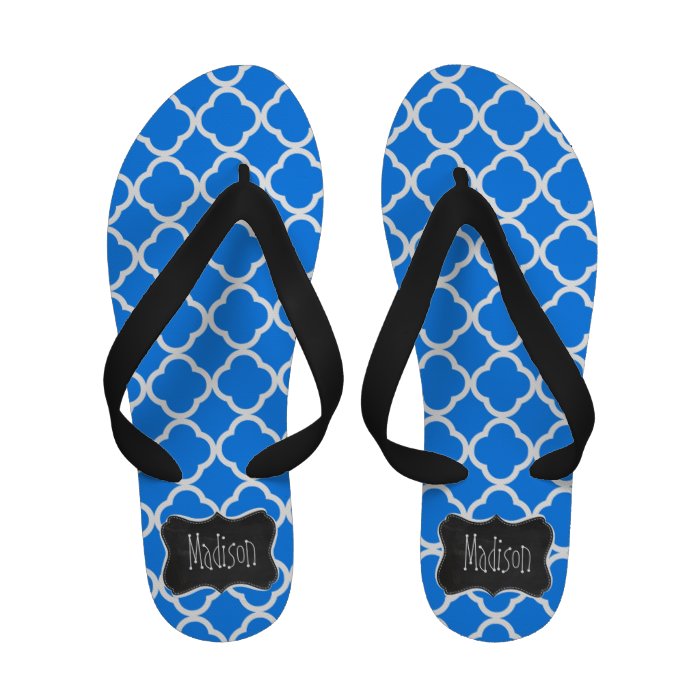 Azure Blue Quatrefoil; Retro Chalkboard Sandals