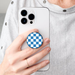 Azure Blue Retro Check PopSocket