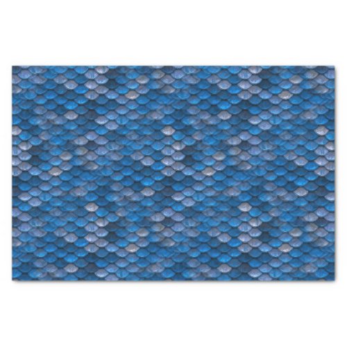 Azure Blue  Silver SnakeDinosaur Dragon Scale Tissue Paper