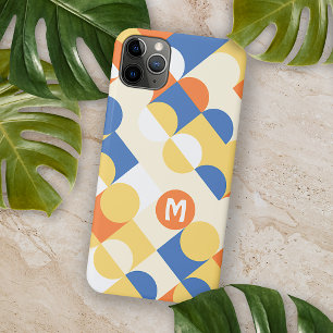 Azure Blue Sunny Yellow Midcentury Circles Pattern iPhone 15 Plus Case