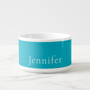 Azure Blue Trendy Modern Minimalist Name Bowl